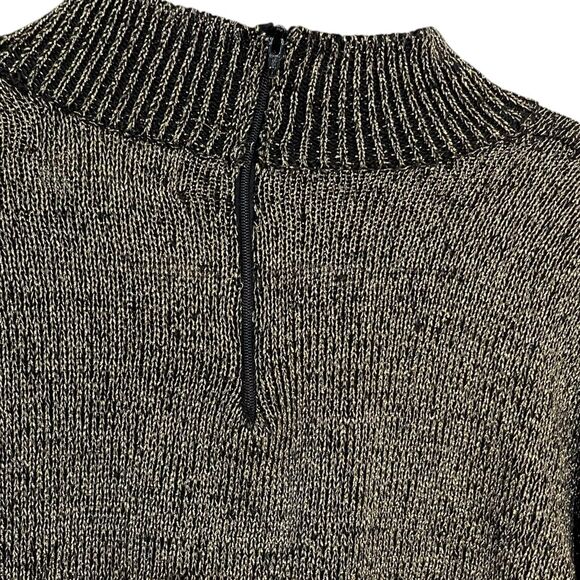 Pronto Moda Mock Neck Sweater Women's Medium Black Gold Metallic VTG Cozy Casual - Picture 10 of 13